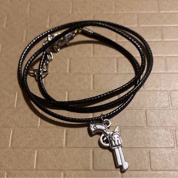 Minimalist, Stainless Steel Pistol Charm, With Adjustable Black Rope - Picture 4 of 11